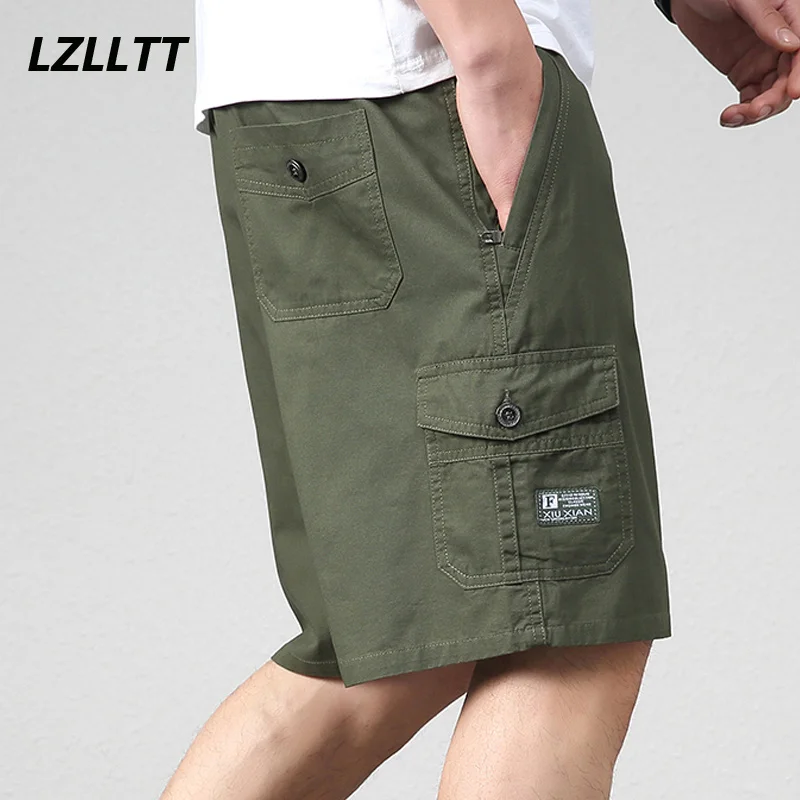 

2023 Summer Men 100% Cotton Caro Sorts Men Fasion Casual Multi Pockets Sorts Men Military Quick Dry Tactical Sorts Male 5XL