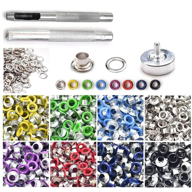 

400 Sets Assorted Color Grommets Kit Metal Eyelets With 3 Pieces Install Tool Kit For Shoes DIY Project