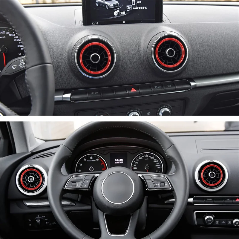 

4Pcs Air Condition Air Vent Outlet Ring Cover Trim Decoration Sticker For AUDI A3 S3 2014-2019/Q2 2017 Interior Accessories