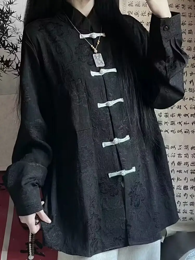 Мужская винтажная жаккардовая рубашка на пуговицах с длинным рукавом