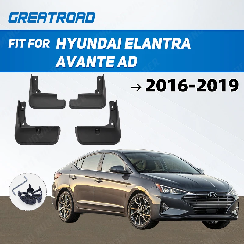 

Комплект автомобильных брызговиков подходит для Hyundai Elantra Avante AD 2016-2019, брызговики, брызговики на крыло, автоаксессуары