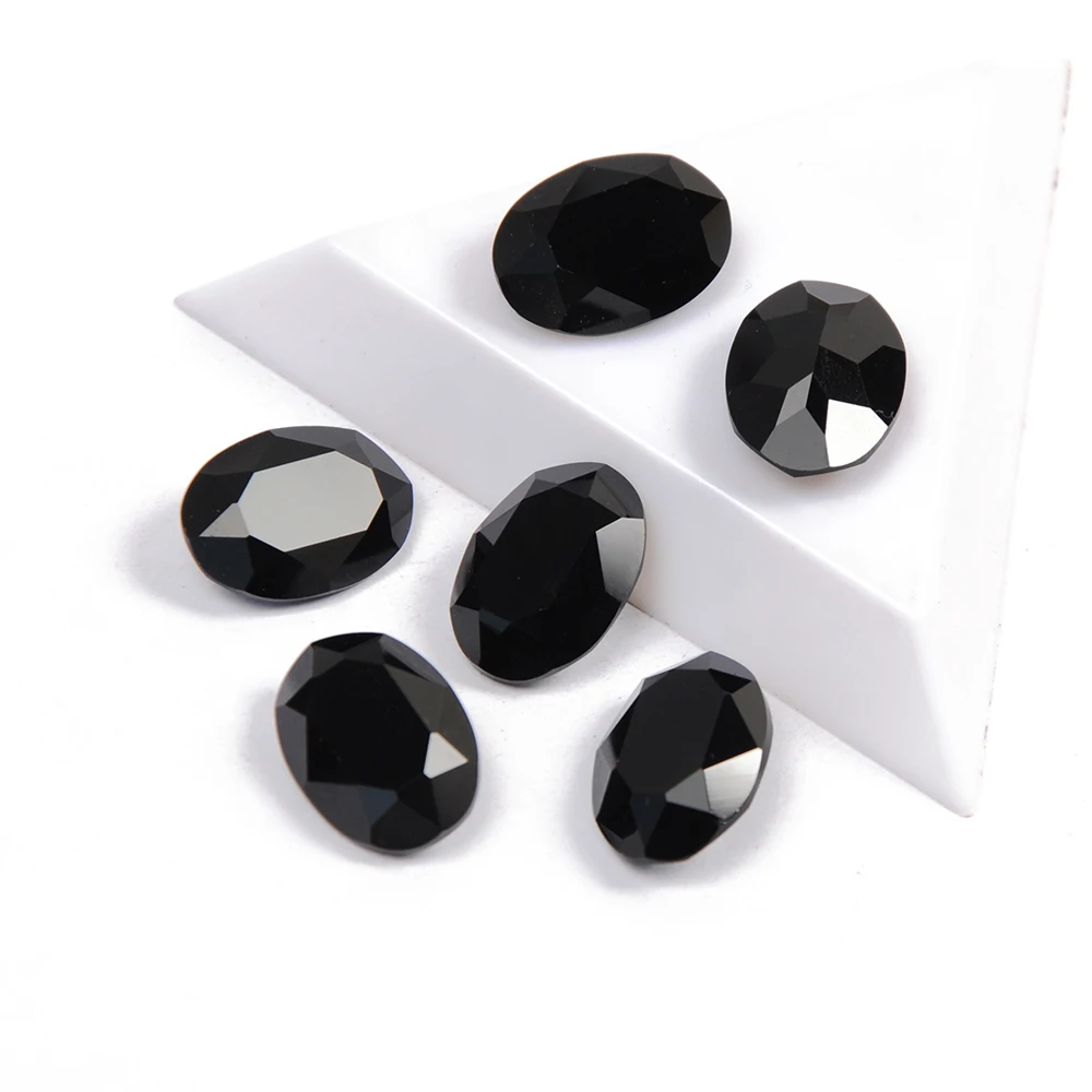 

Овальные Черные Подвески для ногтей из стекла K9, модные Кристаллы разных размеров, Стразы для ногтей с заостренным концом, аксессуары для 3D-дизайна ногтей