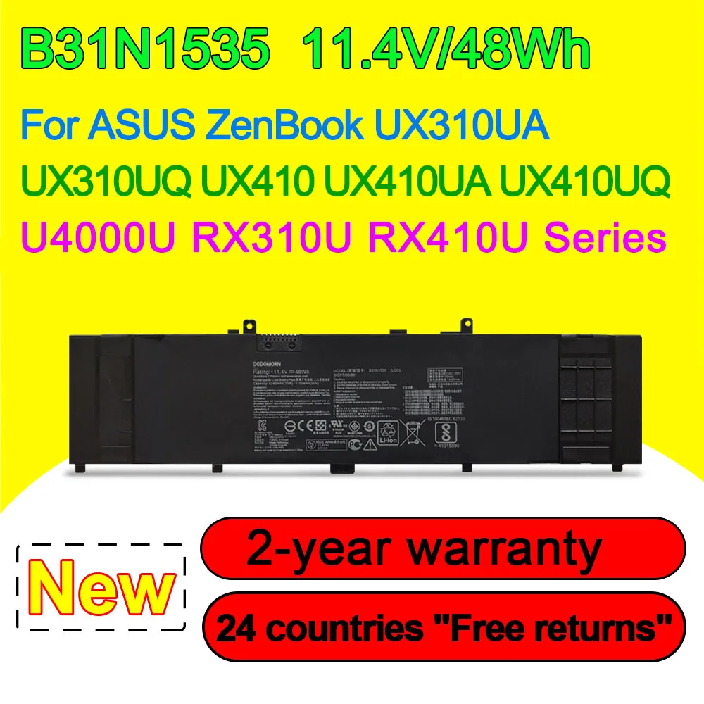 B31N1535 Аккумулятор для ноутбука ASUS ZenBook UX310UQ UX310UA UX410 UX410UQ UX410UA U4000U RX310U RX410U 3ICP7/60/80 11,4 V 48Wh