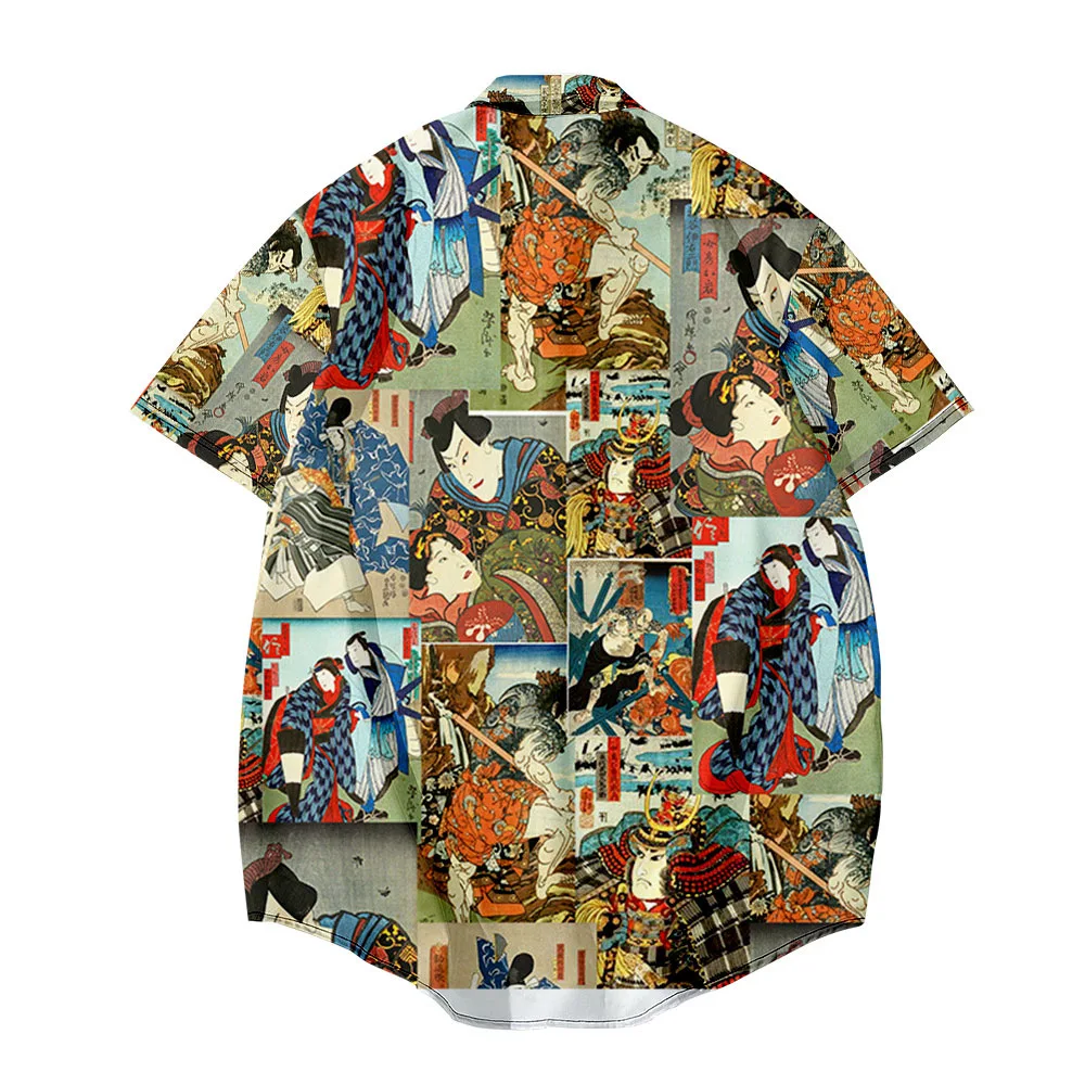 Рубашка Y2k мужская с 3D Цифровым принтом уличная футболка гавайским Ретро