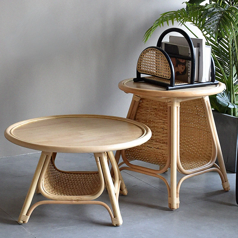 

Round ins rattan storage small tea table, homestay, wind window, Japanese corner table, side table, magazine shelf, complete