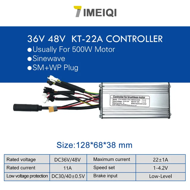 Схема контроллера kt 48v 30 a Ebike Sensored Brushless Motor Controller 36V/48V 500W 6-FET 20A KT Sine Wave 74
