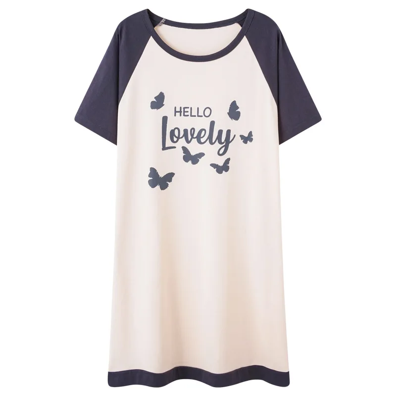 

New Summer Pajamas Women's Nightdress Crew Neck Short-sleeved Pajamas Set Loose Casual Simple Solid Color Women's Nightwear