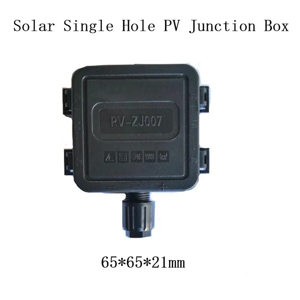 IP67 PV Solar Panel Single Hole Junction Box Photovoltaic Solar System 30W Black Single Hole Junction Box 65*65*21mm