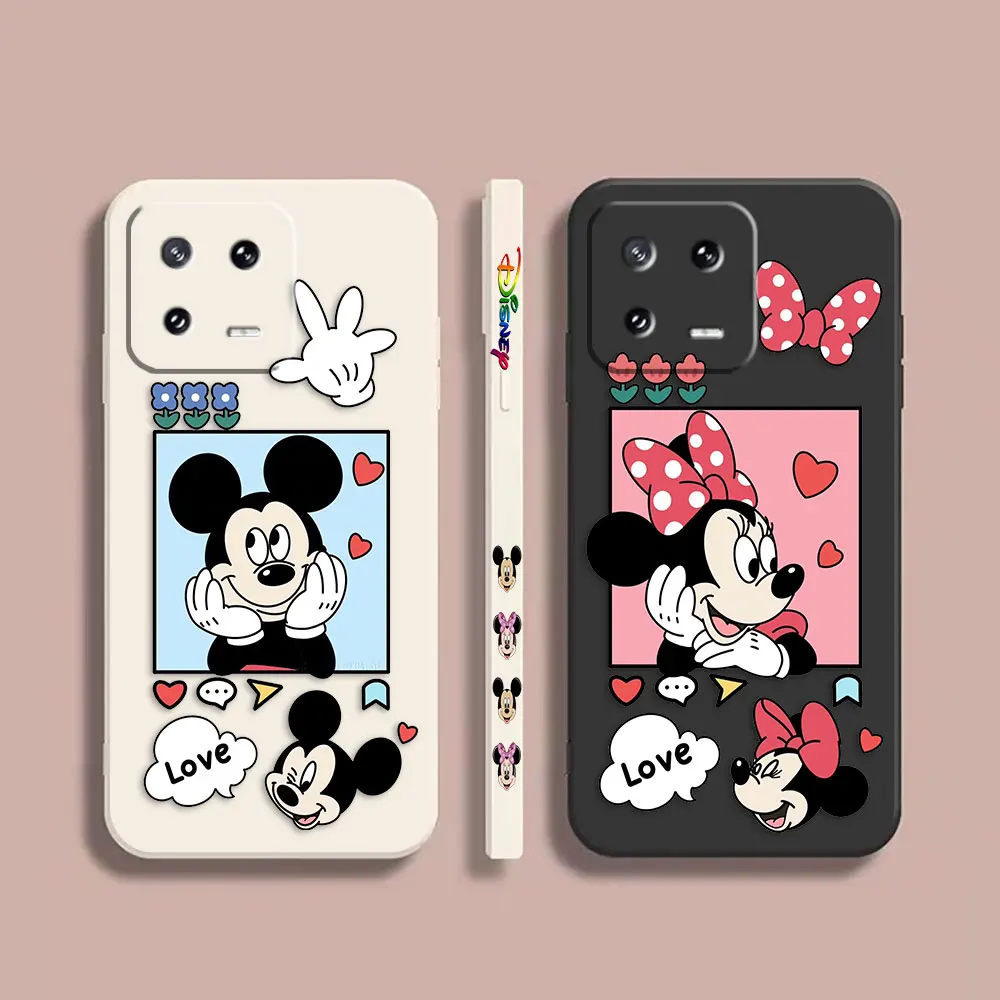 

Case For Xiaomi PCOO F3 X3 6X 8 CC9 MIX 2 2S 3 4 Black 4 5 GT Pro 4G 5G Simple Liquid Silicone Case Cartoon Mickey Minnie Mouse