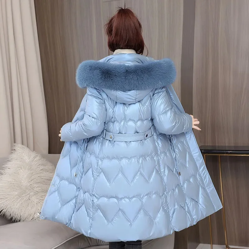 

2023 New Winter Jacket Women Fur Collar Hooded Down Cotton Padded Jackets Long Puffer Parkas Female Thicken Warm Snow Wear Coat