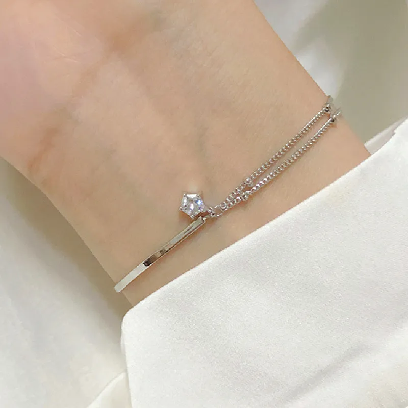 

Женский простой модный браслет Сияющий Циркон Star в Корейском стиле, новинка 2022, регулируемые браслеты