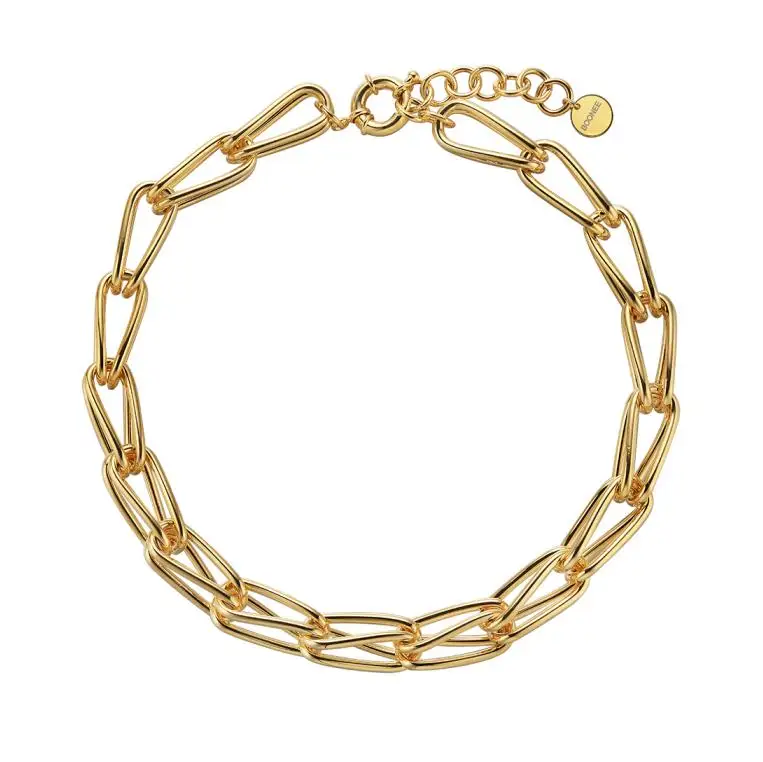 

Timeless Wonder Brass Geo Chunky Chains Statement Necklace for Women Designer Jewelry Trendy Runway Korean Party Gift Top 1356