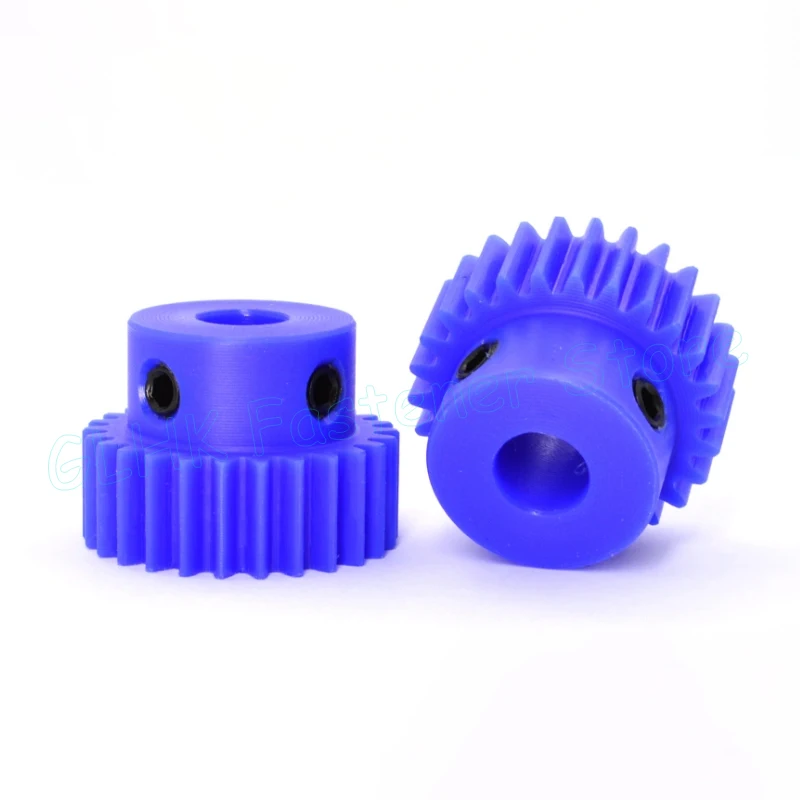

1Mod 15 - 60Teeth Blue Nylon Gear Motor Gear With Step Plastic Spur Gear Bore 5 6 7 8 10 12mm