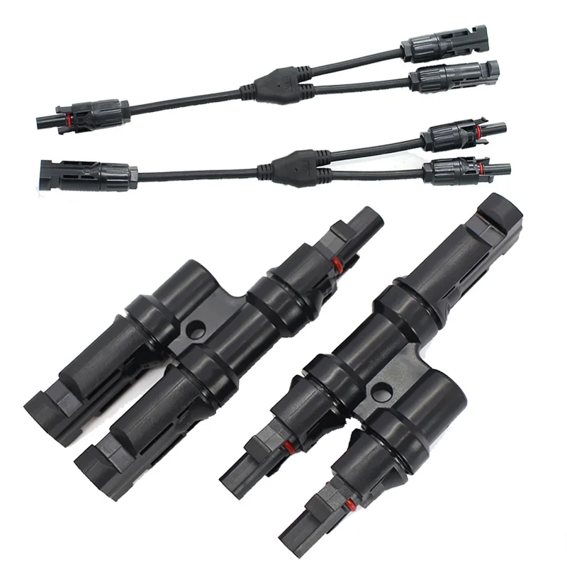 IP67 TUV Approved 2 to 1 Solar PV Connector T Y Type Connector Male to Female Solar 100% PP0 Parallel DIY Solar Kits System