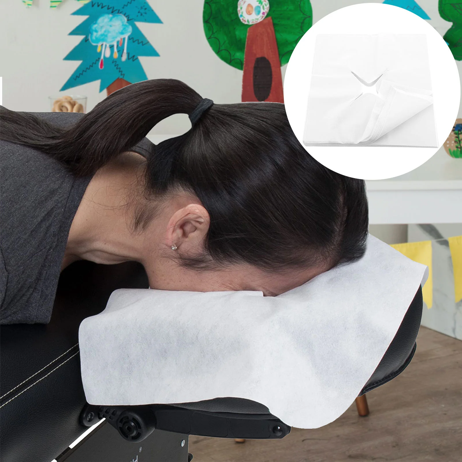 

100 Pcs Disposable Pillow Cover Face Hole Pillow Mats Facial Towel Holes Sheets Face Massaging Pads Spa Towels Facial