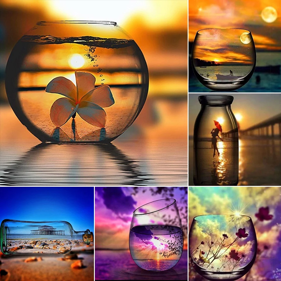 

Алмазная 5D картина «сделай сам», Набор для вышивки крестиком «закат», с ручной инкрустацией, домашнее украшение для стен