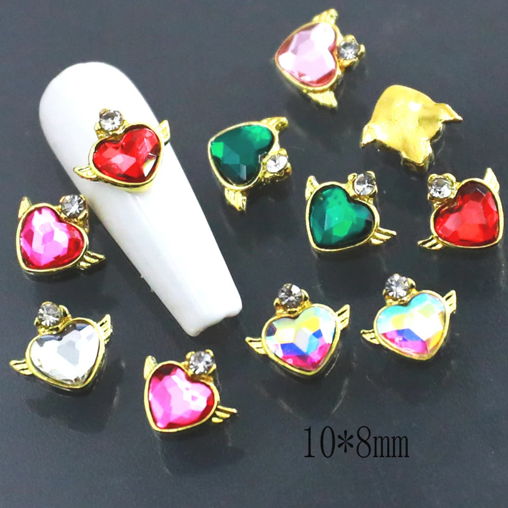 10 шт. циркониевое сердце металлические украшения для ногтей принадлежности