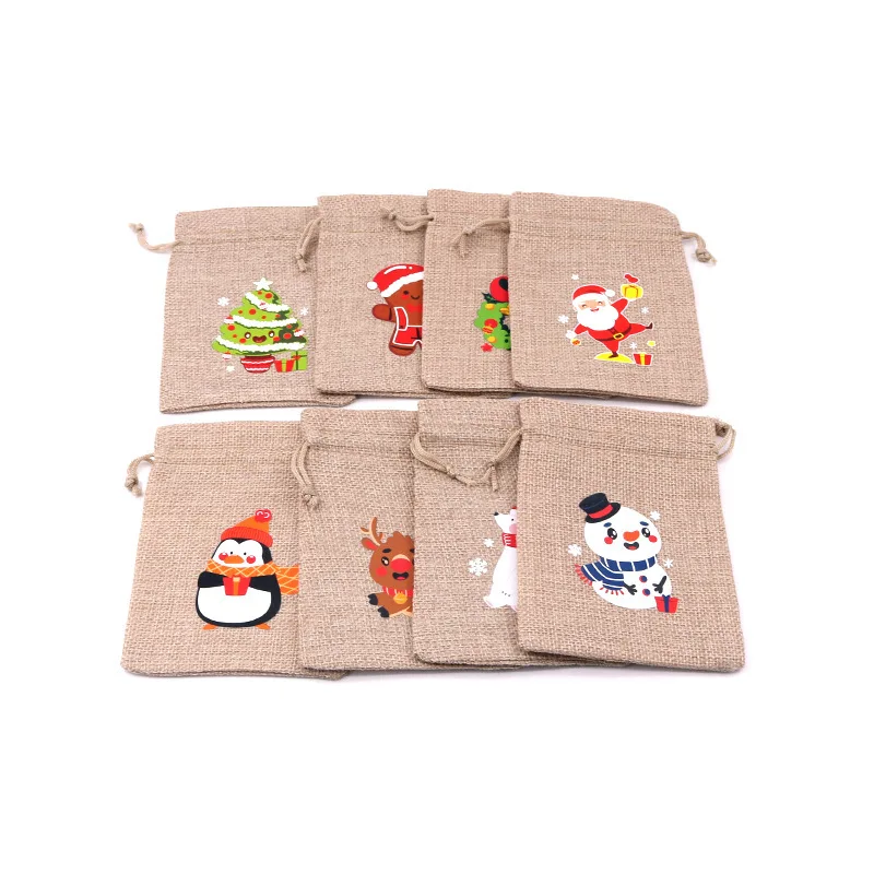 

5pcs Jute Bags Christmas Gift Drawstring Pouch Cotton Linen Gift Packaging Bags for Jewelry Candy Storage Bags Sack Burlap Bag