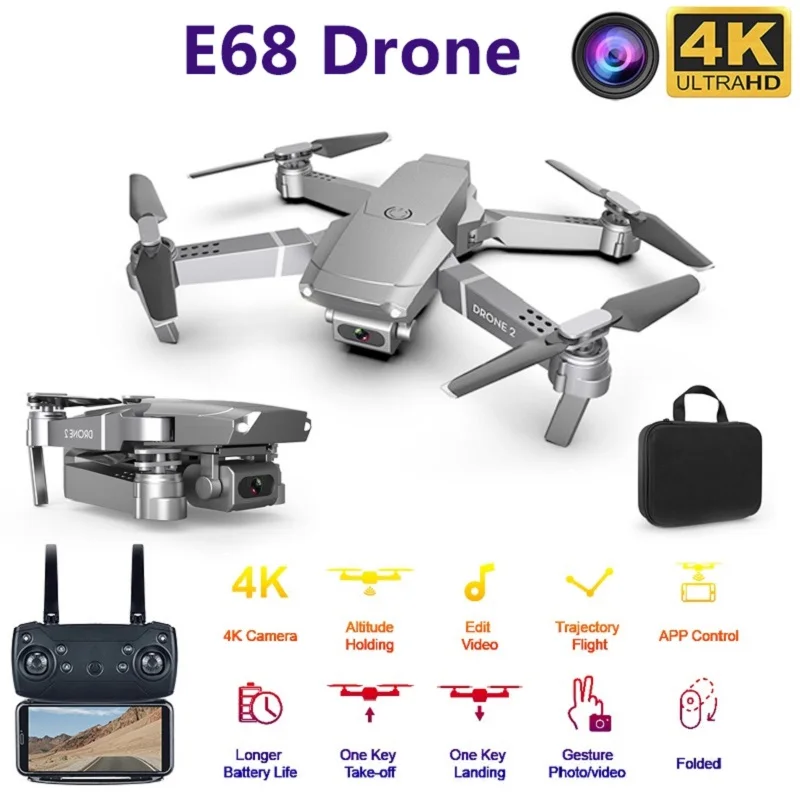 New E68 Mini RC Drone 4K 1080P HD Camera Wifi FPV Air Pressu