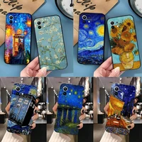 doctor who van gogh phone case for redmi k40 k40s k30 k20 pro plus k50 extreme go 8 8a 9 9a 9c 9t 10 10x black silicone cover