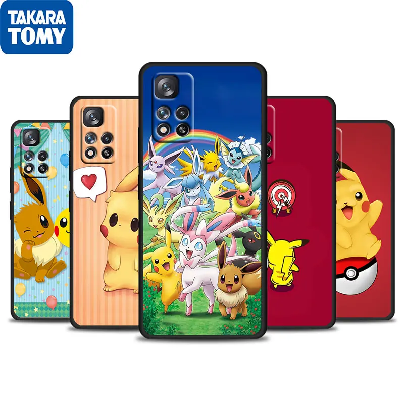 

Cartoon Pokemon Pikachu For Xiaomi Redmi Note 11 10 11T 10S 9 9S 8 7 5G 4G Silicone Soft Black Phone Case Funda Coque Capa Cover