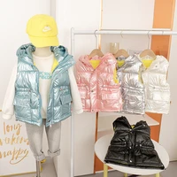 jacket for boys 2022 new autumn girl winter coats cute cotton jacket with pockets keep warm hooded solid vest for girl 3 8 years