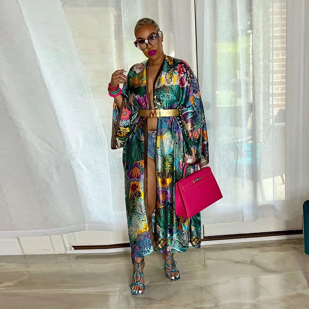

Chocomist Outwear Trendy Abstract Printing Women Kimono