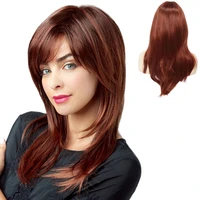 gnimegil synthetic hair for women wig with bangs red brown straight wigs natural as cheveux humains cheap wigs for ladies mother