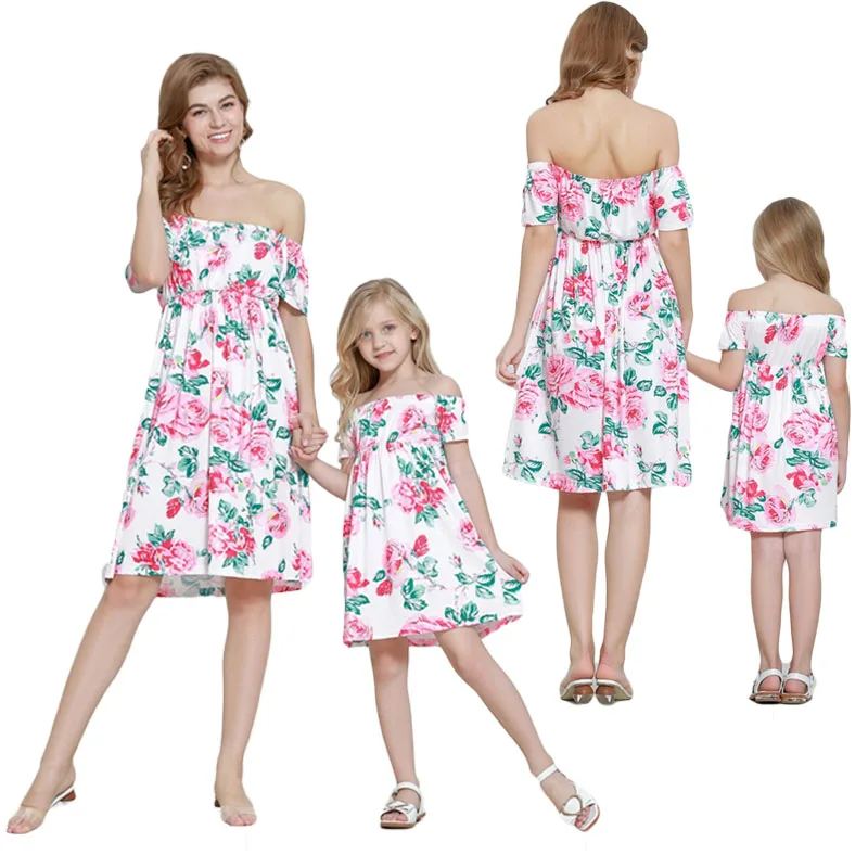 

Flower Print Dress Family Look Mother And Daughter Clothes Sleeveless Ruffles Dresses Family Clothing Dresses Matching Outfits