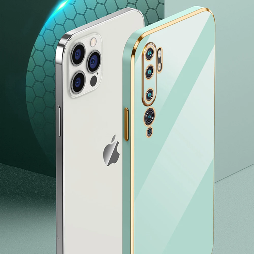Фото Чехол для Xiaomi Note10 10Pro, роскошный квадратный чехол с покрытием для Mi Note 10 CC9Pro CC9E A3 Lite, противоударный мягкий силиконовый чехол-накладка №3
