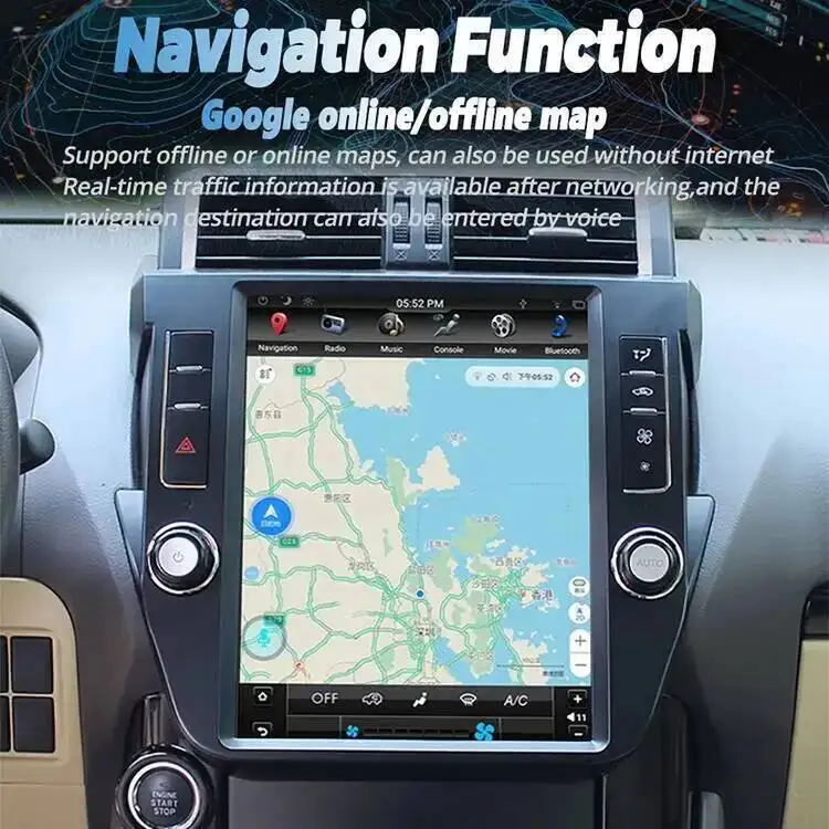 Фото Вертикальный экран Android 15, для Toyota Land Cruiser Prado LC150 2014-2017, Navi 12,1 дюйма, стерео Carplay, автомобильный мультимедийный видеоплеер №3