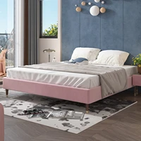 new fullqueen size bed frame light pink adjustable headboard height flannelette soft packed bed bedroom furniture easy assemble