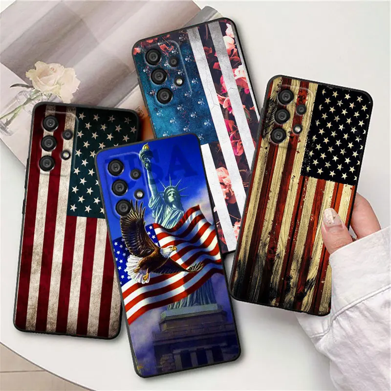 

United States of American Flag Phone Case For Samsung j8 j7 j2 Core M13 M33 M23 M52 M32 M22 M31S M31 M21 M20 M10 Black Cover