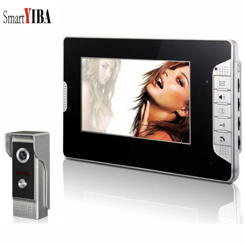 SmartYIBA 7''LCD Monitor Support Video Talking for Home Office Security Unlock Video Door Phone IR Doorbell Camera Sets