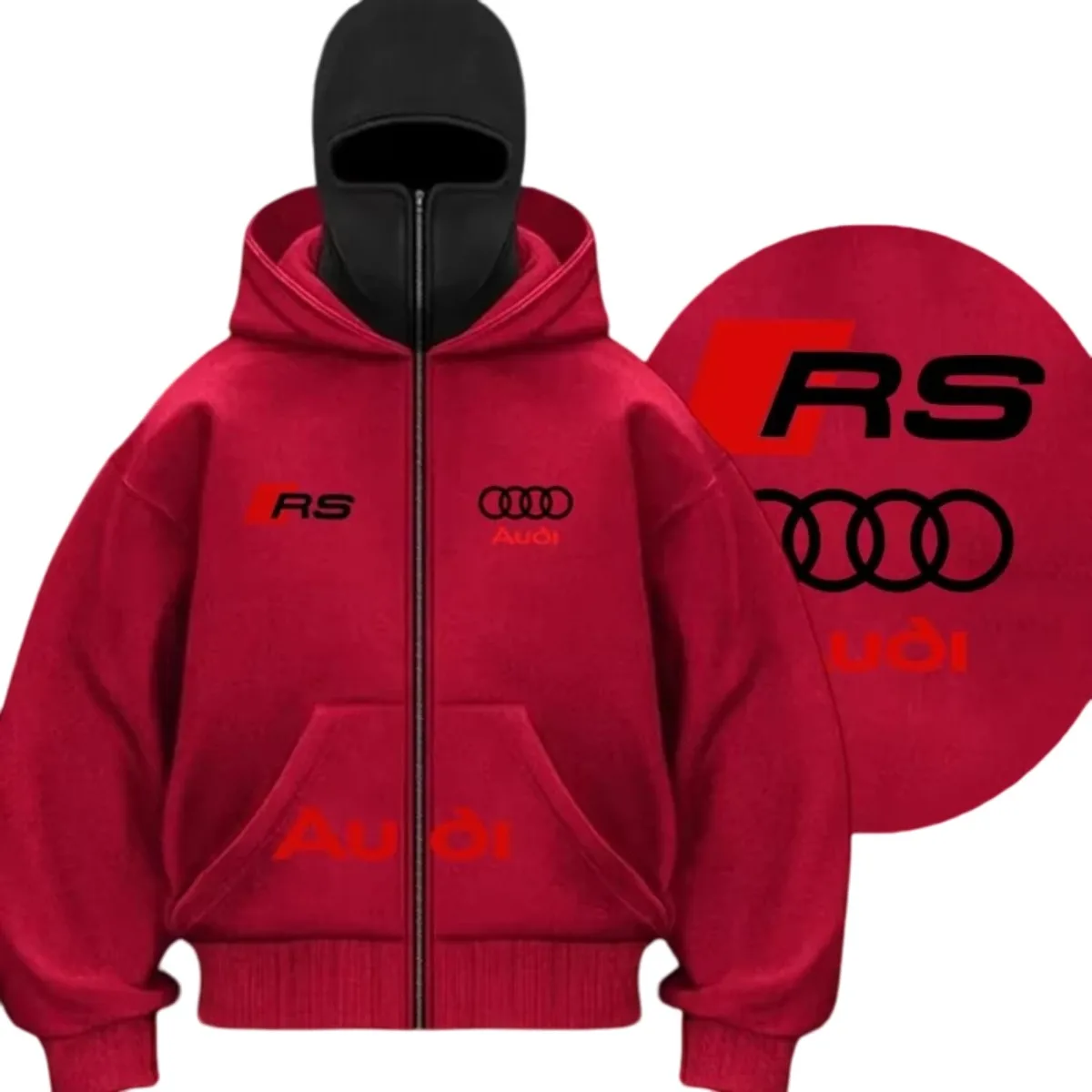 Фото Теплая ветрозащитная мотоциклетная куртка от бренда Audi с двуслойной толстовкой-кардиганом с капюшоном в стиле P. №4