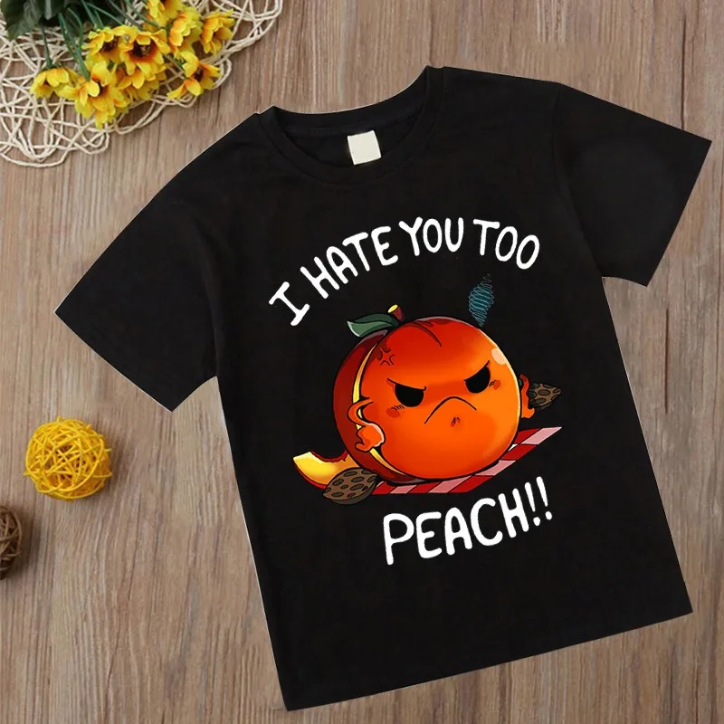 

Boys T Shirt Summer I-hate-you-too-Peach Printed Cartoon T-shirt Kids Funny Harajuku Fashion Top Boys&Girls Tee tops 2-16 Years
