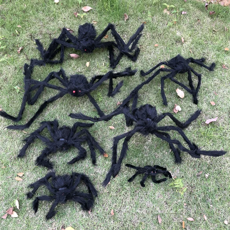 

Halloween Spider Decoration Props Outdoor Venue Layout Spider Web Plush Spider Toy Simulation Plush Spider Halloween Decoration