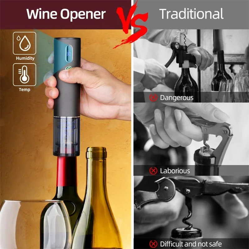 

Автоматическая открывалка для бара, кухонный Электрический штопор для вина с фольгой, с одним нажатием, с подзарядкой и открывалкой для бутылок красного цвета с вином