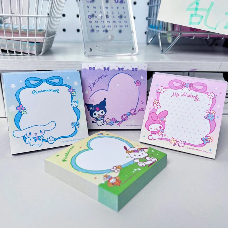 

4pcs Sanrio Sanrio Sticky Notes Creative My Melody Kuromi Cinnamoroll Cute Stickers Mini Notepad School Stationery Supplies