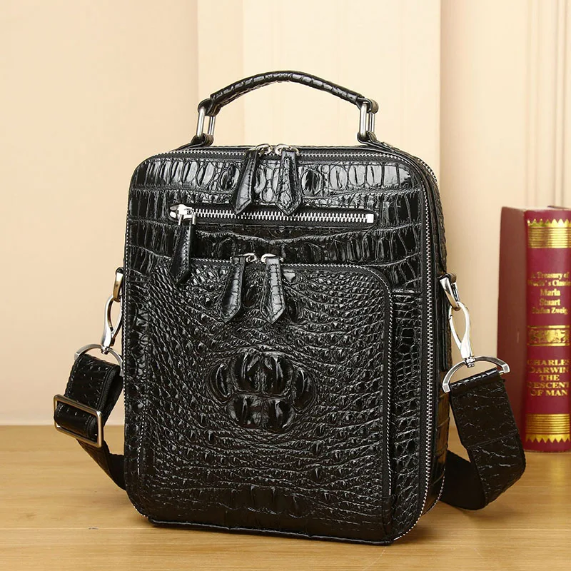 Genuine Leather alligator pattern large capacity men's briefcase business bag fashion men's bag shoulder messenger bag