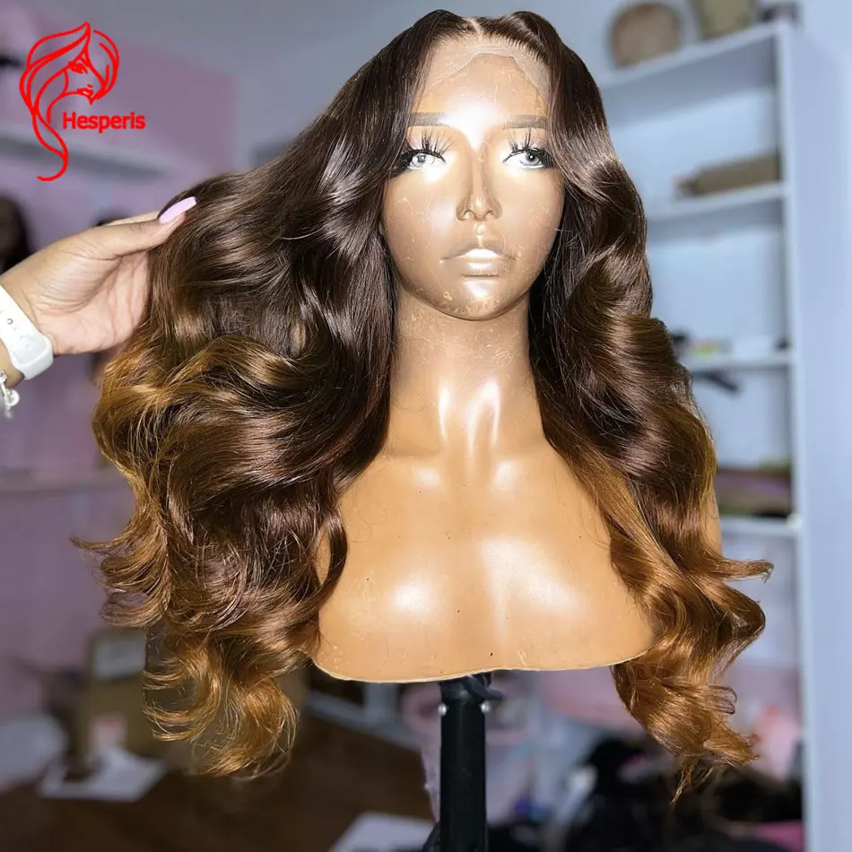 

Hesperis 13x4 Lace Frontal Human Hair Ombre Wigs For Women Wave Colored Remy Lace Front Ombre Wigs Pre Plucked Middle Part
