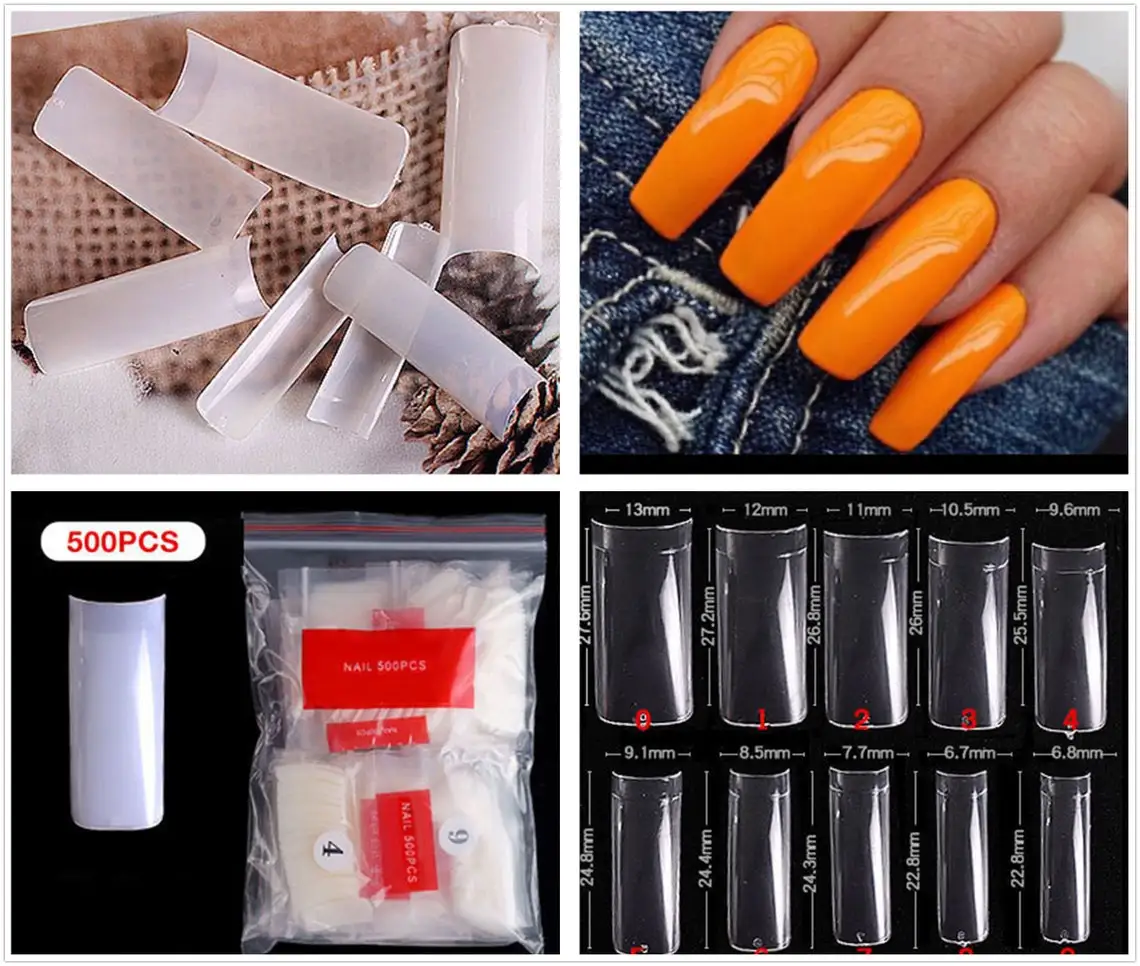 

500 шт 10 размер длинные Frech поддельные ногти, кривые чистые ногти советы, нажмите на ногти, накладные ногти, клей на ногти, половина покрытия ногтей советы