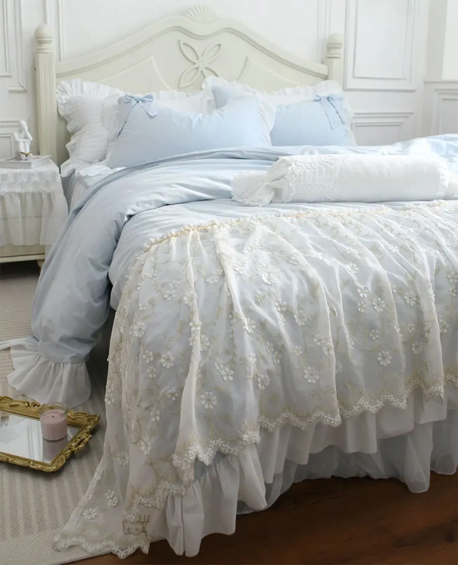 Романтическое сказочное яркое синее искусство вышивка чистый полный