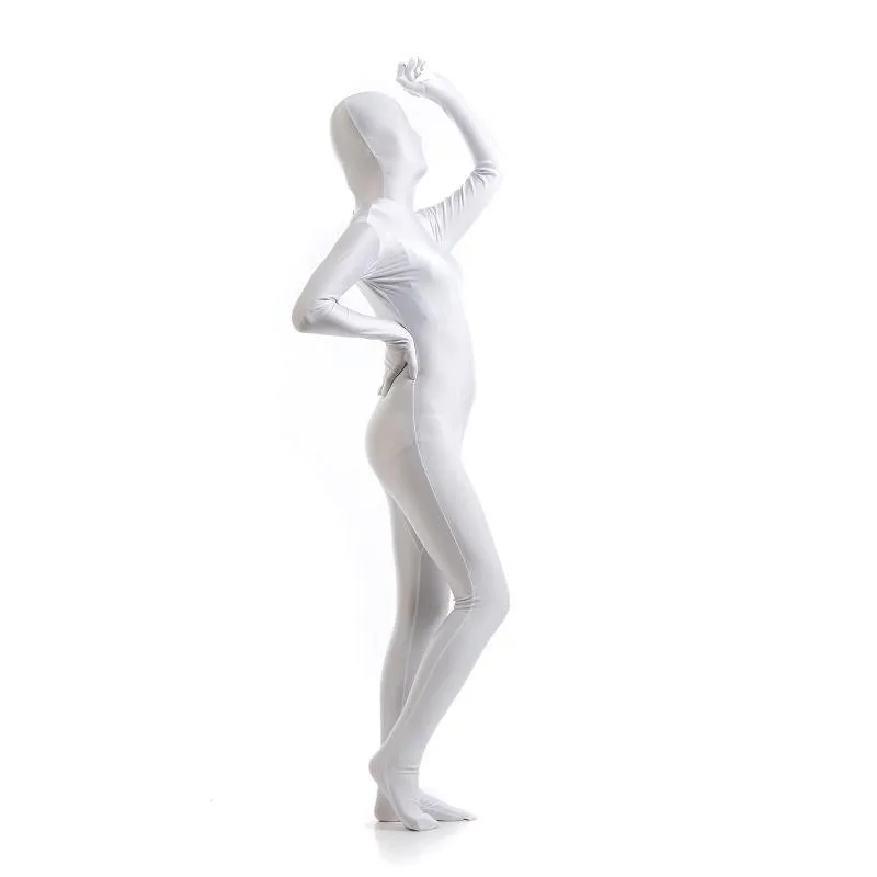 

(SCF029) White Spandex Nylon Fetish Zentai Suit Full Body Unisex Second Skin Transparent Tight