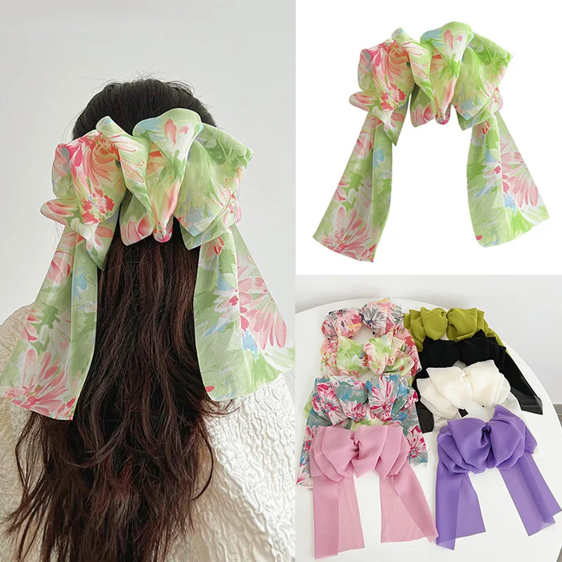 

Новинка, зажим для волос с бантом в стиле оверсайз, сетчатая лента, пружинные зажимы, зажим для волос, тюль, фототкань, многослойная органза, ...