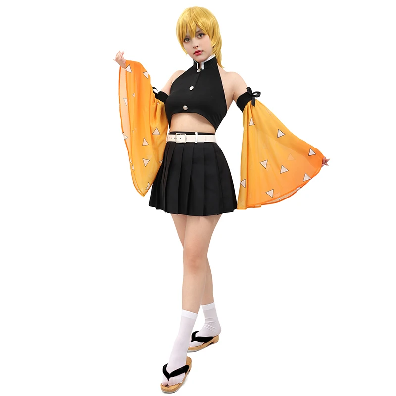 WENAM женский топ для косплея Zenitsu плиссированная юбка со съемными рукавами и