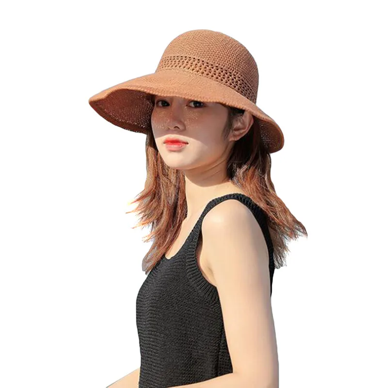 

Summer Large Brim Straw Hat Empty Top Hollow Bow Sun Hat Mesh Sunscreen Sun Hat Summer Beach Big Edge Straw Hat