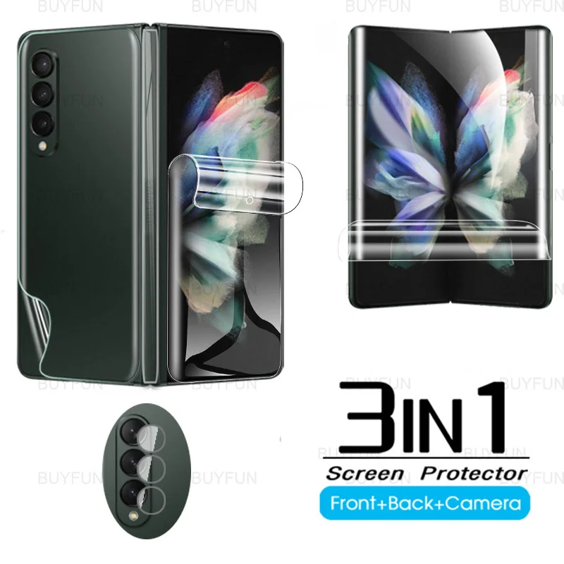 

Гидрогелевая пленка 3 в 1 для Samsung Galaxy Z Fold3, защита для фотоаппарата Samsung Z, складная Защитная пленка для экрана 3 в 1, мягкая защитная пленка