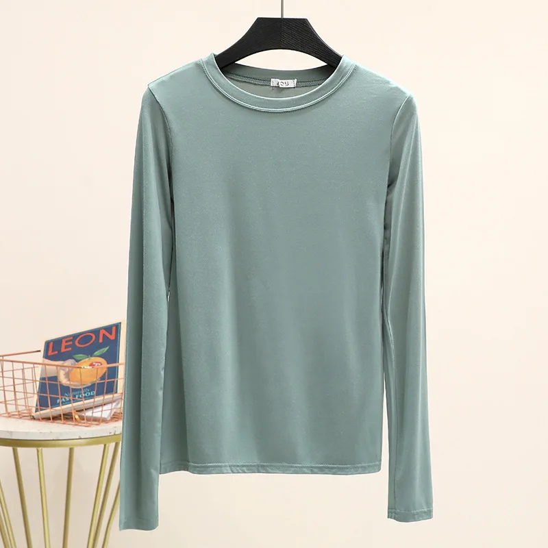 

2021 NEW FASHION WOMEN Women's Solid Color Spring and Autumn New T-Shirts Long Sleeves Round Neck T-Shirts
