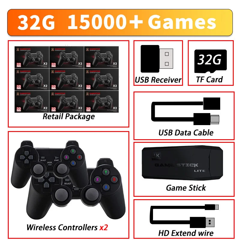 

1/9pcs Handheld Game Player Wireless Gamepad TV Game Stick 4k Built-in 15000 Games GD10 Video Game Consoles Retro